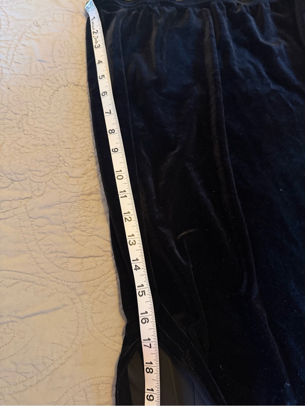 Vtg Ronni Nicole Black Velvet Maxi Skirt with high dual leg slits - Picture 6 of 6